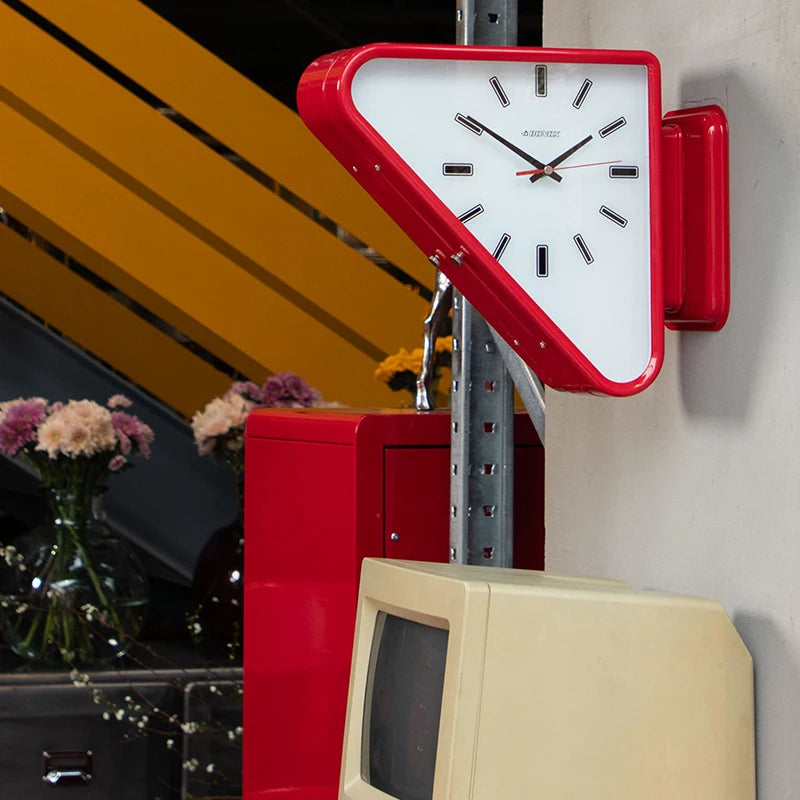 Modern Two-Sided Triangle Wall Clock – Silent Minimalist Design for Living Room