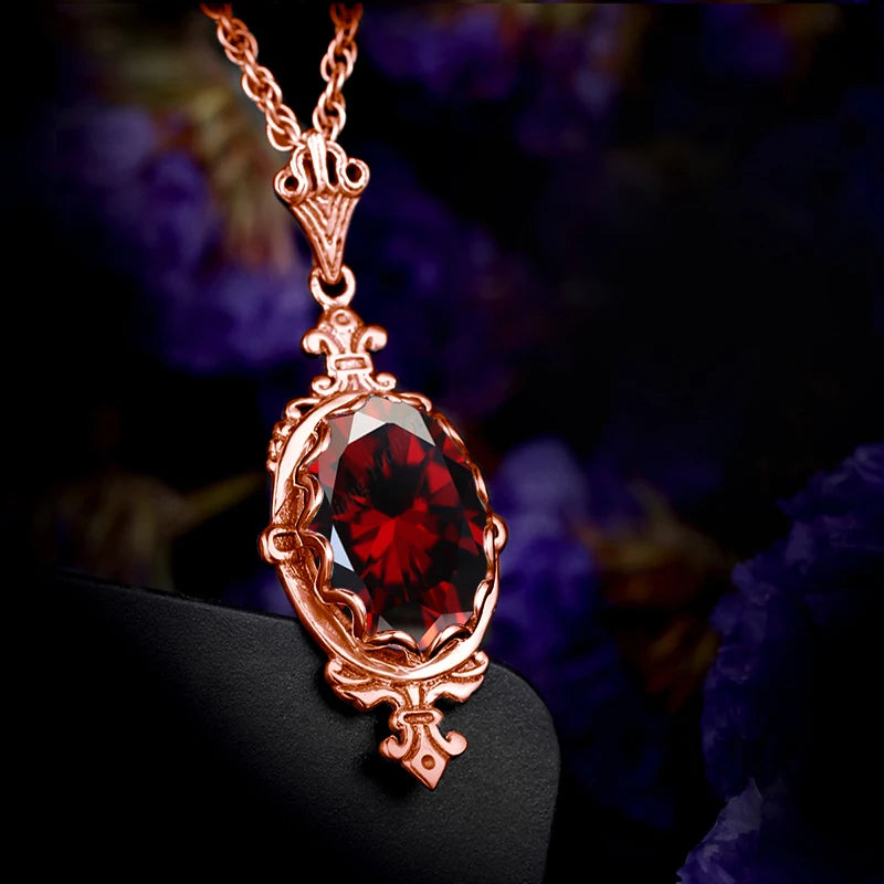 Hand Made Real 925 Sterling Silver Garnet Stone Necklace Pendant For Women Statement Vintage Fine Jewelry Mother Trendy Gifts
