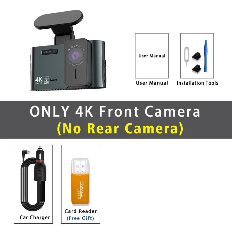 4K Front & 2.5K Rear Dash Cam – SONY IMX678 WIFI GPS 24H Parking Night Vision