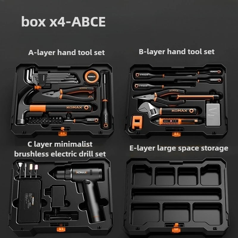 Household Toolbox Set Multi-functional Hand Tool Sets Portable Hardware Woodworking Electrician Toolkit Vehicle Repair Tools