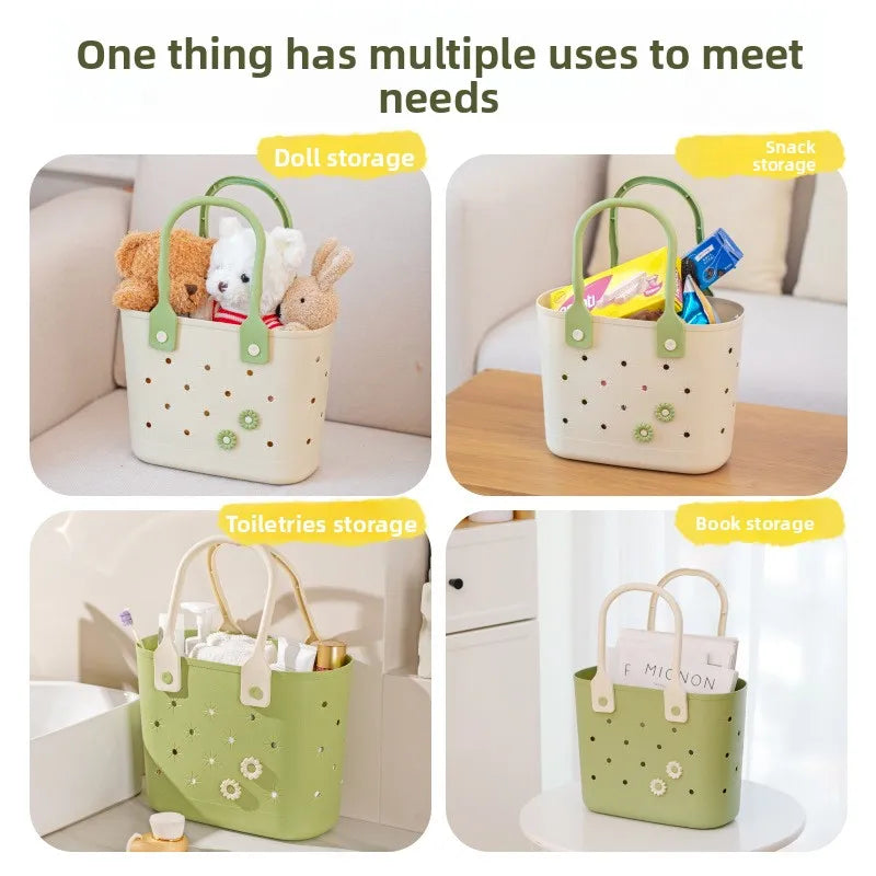 Bathroom storage basket, toiletries bath basket, shower basket, bathroom hollow out hand-held shower basket