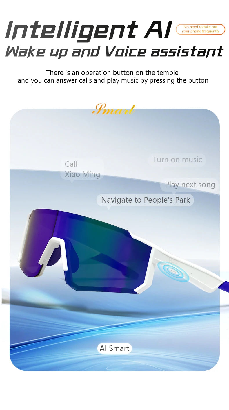 LIGE Smart Glasses Cycling Sport – 100+ Languages AI Translation, Bluetooth, Music, UV Protection