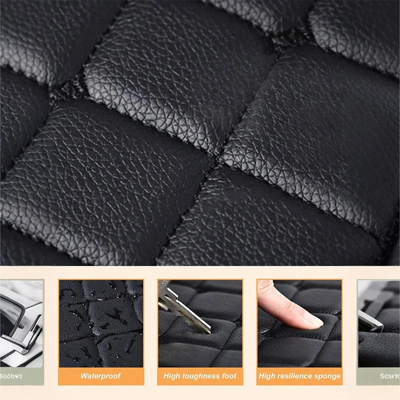 4Pcs Universal Car Mats for RHD Vehicles - PVC Leather Quilted Waterproof Non-Slip All-Season Easy Clean Fits Sedans/SUVs/Trucks
