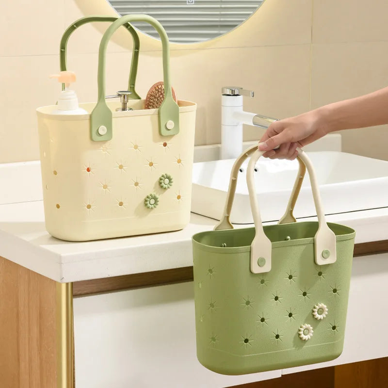 Bathroom Shower Basket, Hollow Handheld Storage Basket for Toiletries