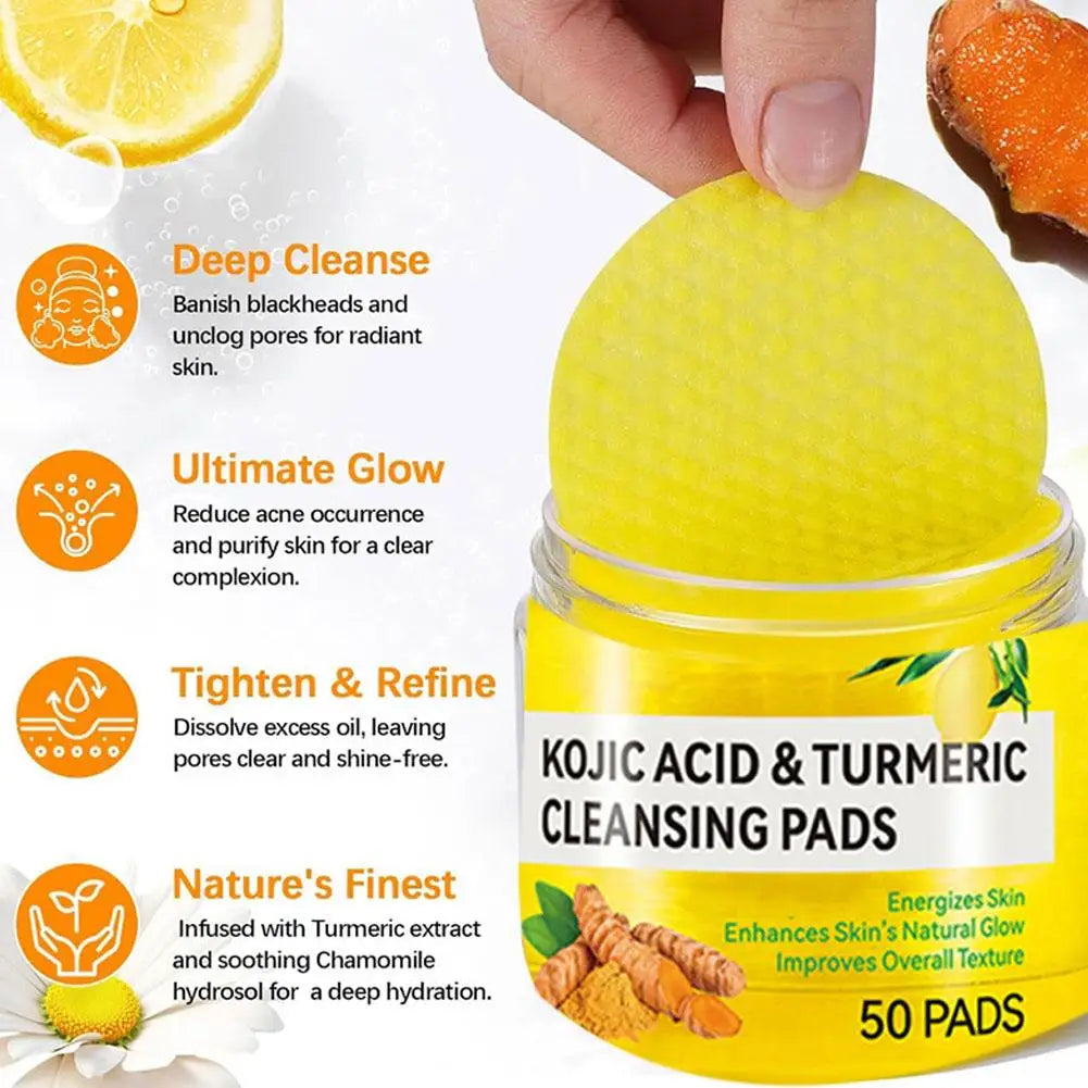 Turmeric & Lemon Skincare Series – Soap, Cleansing Pad, Face Cream & Serum for All Skin Types