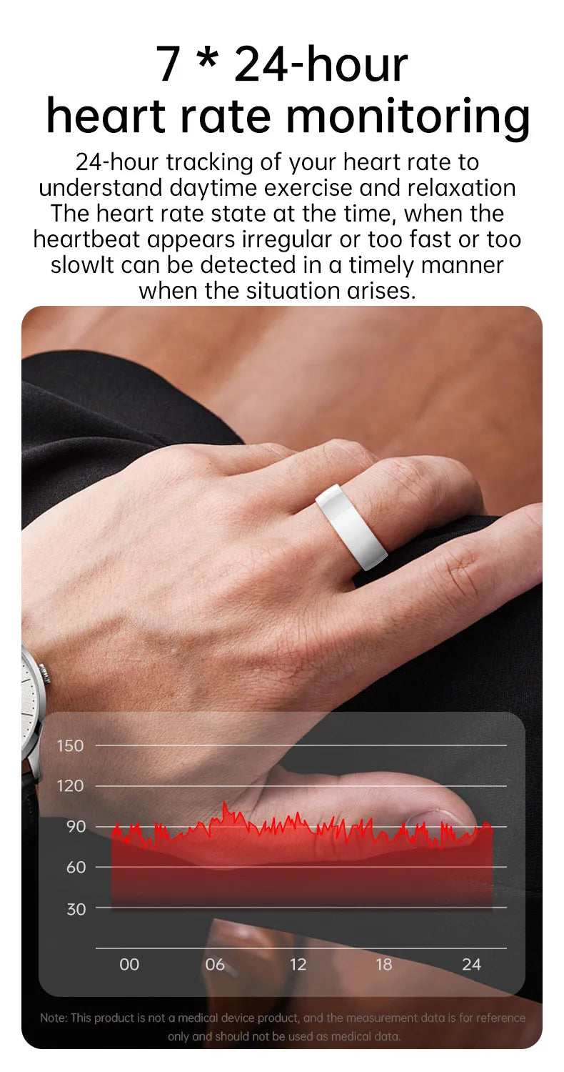 Smart Health R1000 Ceramic Fitness Ring – Sleep & Heart Rate Monitor