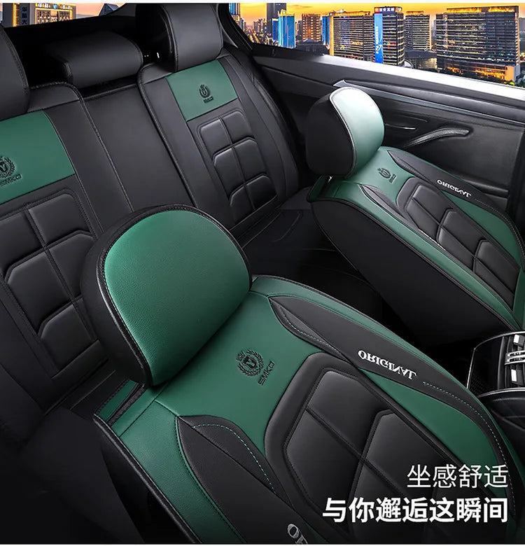 1pc Premium PU Leather Universal Fit Car Seat Cover All-Season Protector Mat with Soft Cushion Full Package Seat Cover
