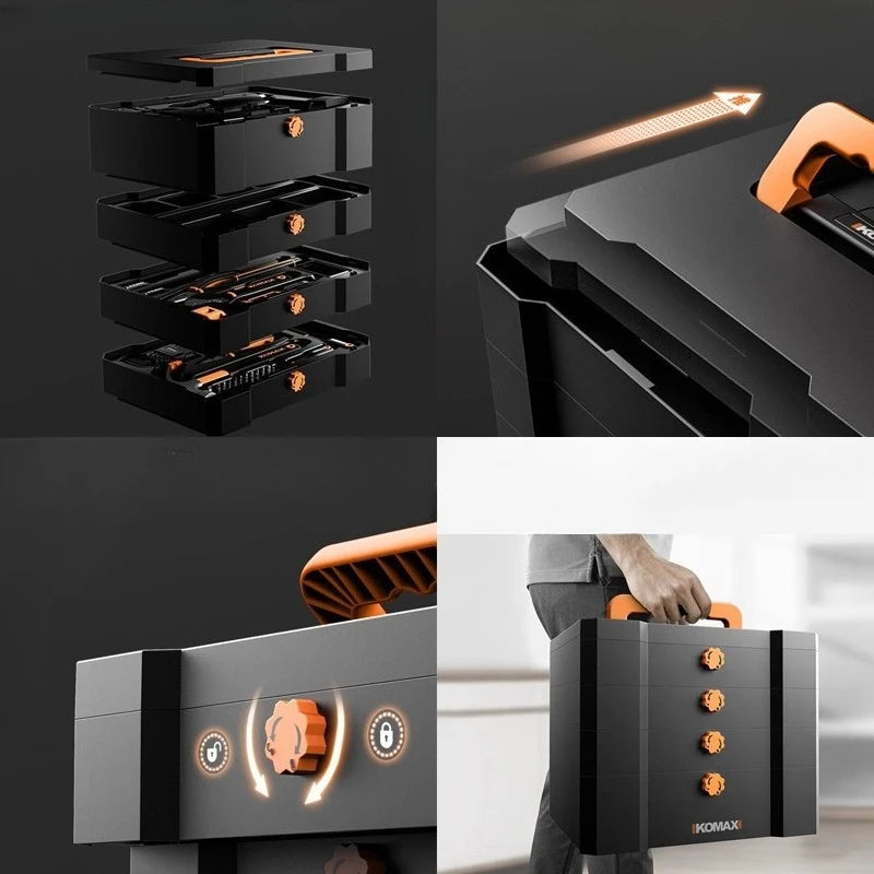 Household Toolbox Set Multi-functional Hand Tool Sets Portable Hardware Woodworking Electrician Toolkit Vehicle Repair Tools