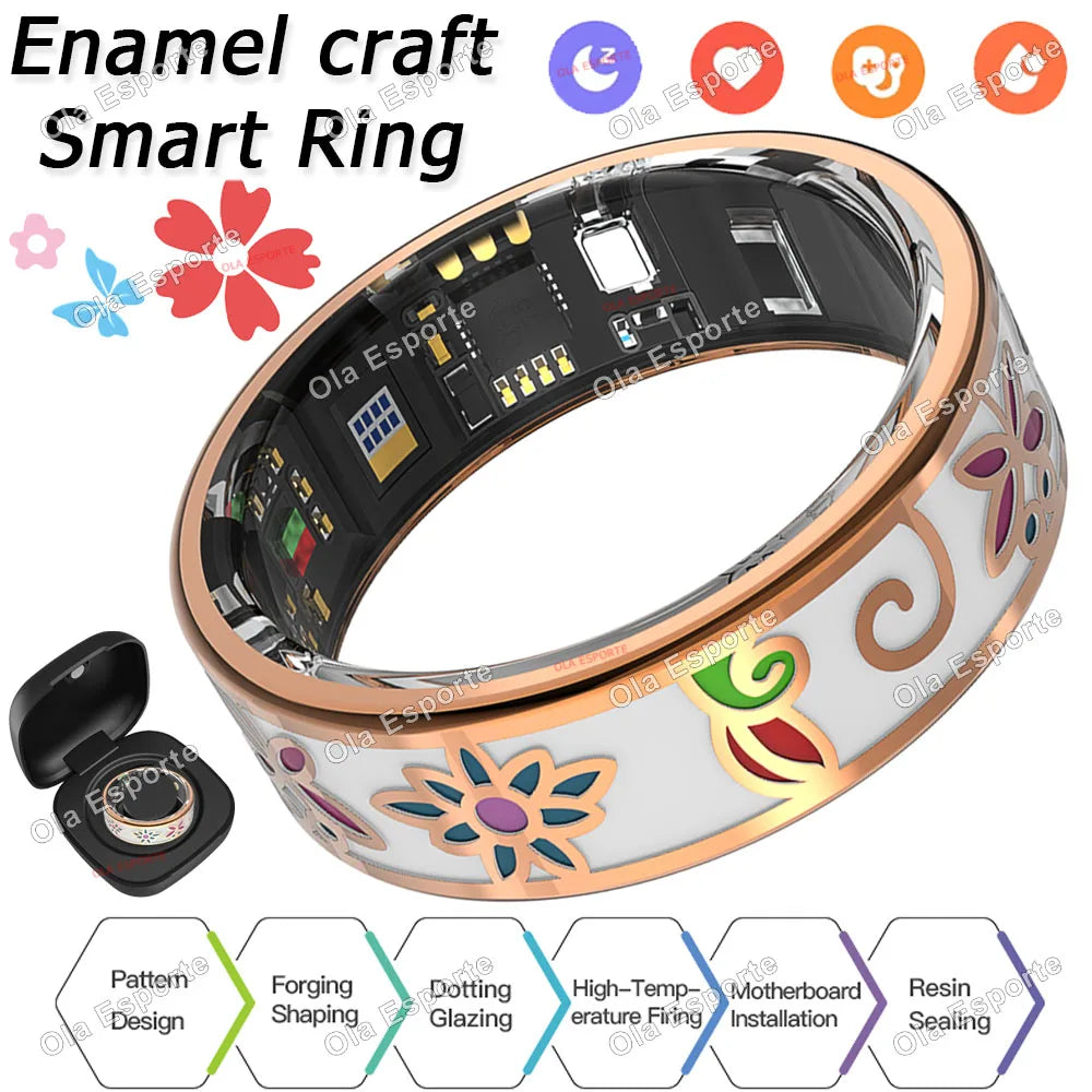 2026 Smart Ring – IP68 Waterproof Fitness Tracker with Colour Enamel Stainless Steel Design