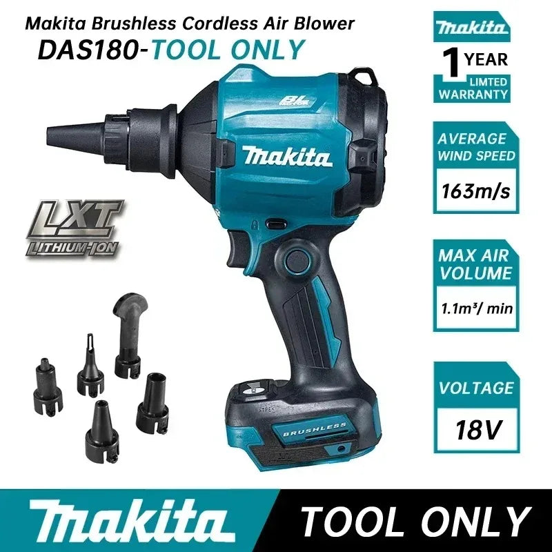 Makita DAS180 Cordless Air Blower 18V — Brushless Dust Removal Gun (Tool Only)