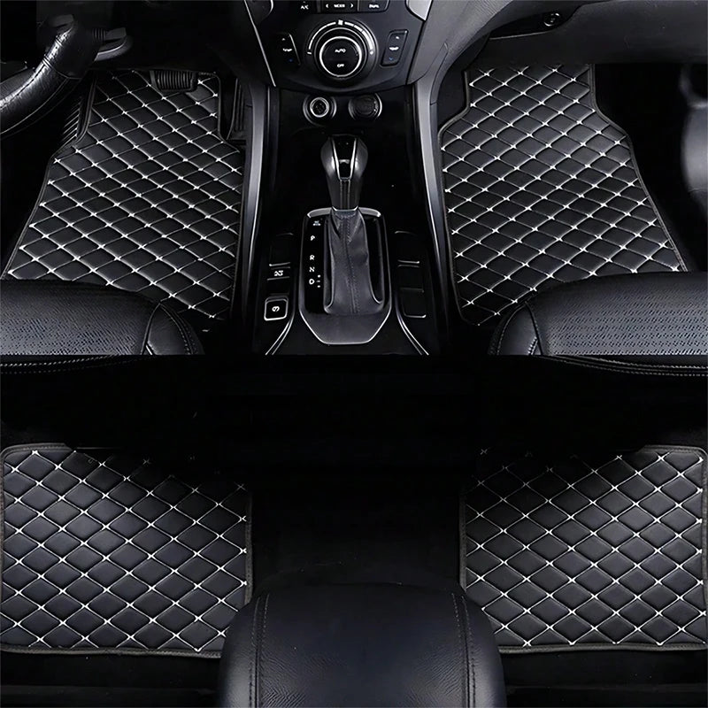 4Pcs Universal Car Mats for RHD Vehicles - PVC Leather Quilted Waterproof Non-Slip All-Season Easy Clean Fits Sedans/SUVs/Trucks