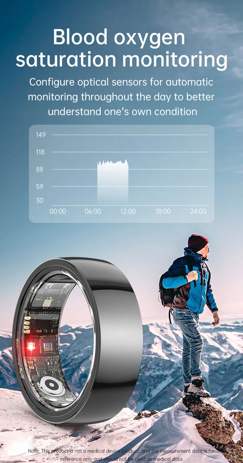 Smart Health R1000 Ceramic Fitness Ring – Sleep & Heart Rate Monitor
