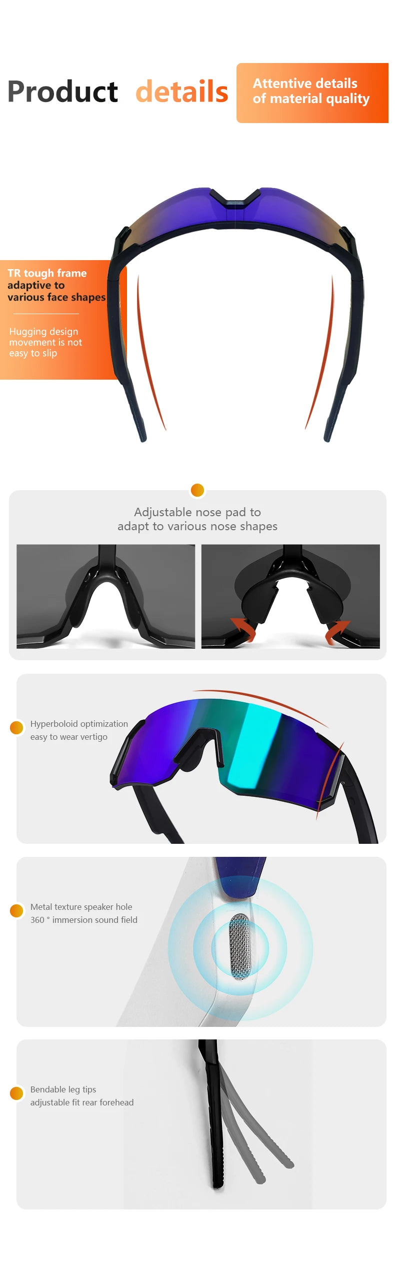 LIGE Smart Glasses Cycling Sport – 100+ Languages AI Translation, Bluetooth, Music, UV Protection