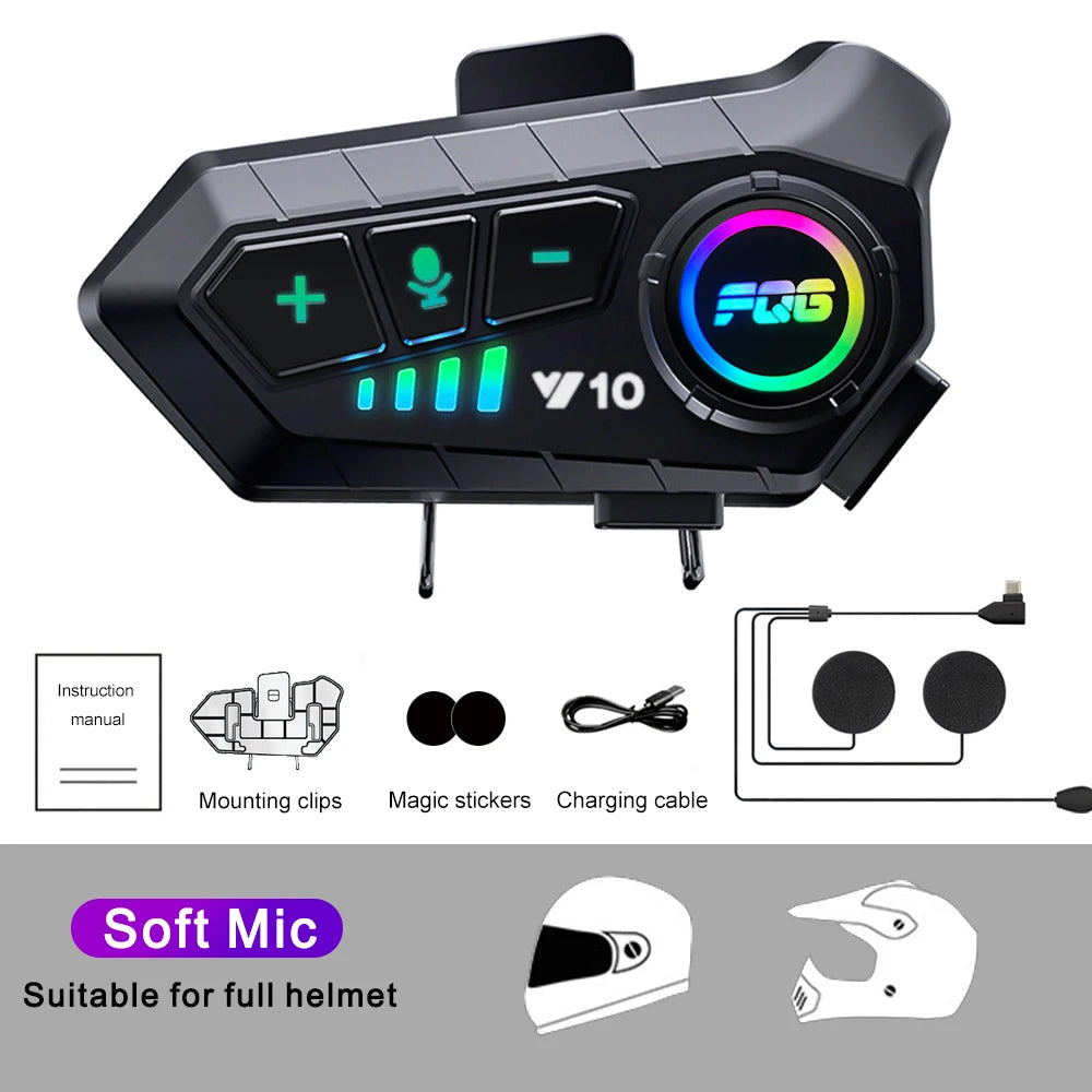 Bluetooth 5.3 Motorcycle Helmet Headset – Waterproof, Hands-Free, MP3