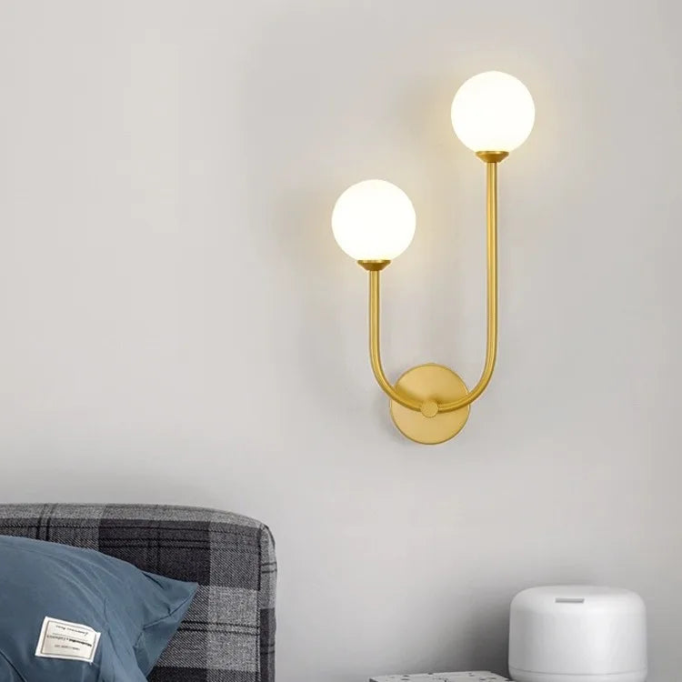 Nordic Wall Lamp – Double Glass Ball Bedroom & Living Room Sconce