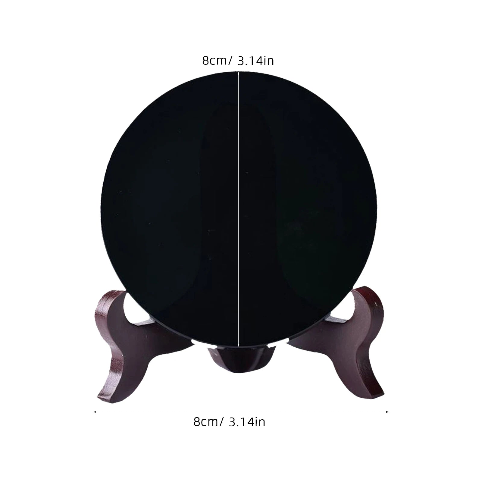 Black Scrying Mirror Obsidian Divination Decorative Mirror With Stand For Divination, Meditation And Feng Shui Treatment