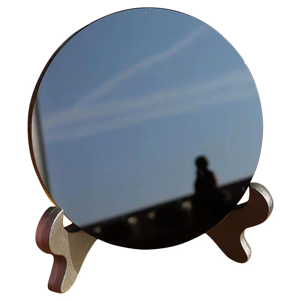 Black Scrying Mirror Obsidian Divination Decorative Mirror With Stand For Divination, Meditation And Feng Shui Treatment