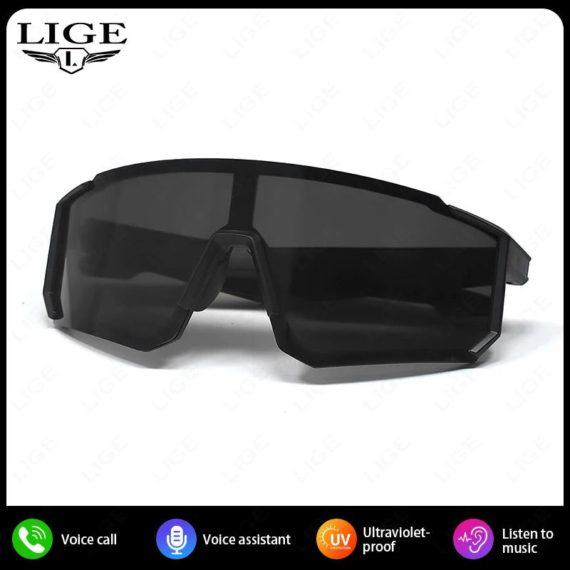 LIGE Smart Glasses Cycling Sport – 100+ Languages AI Translation, Bluetooth, Music, UV Protection