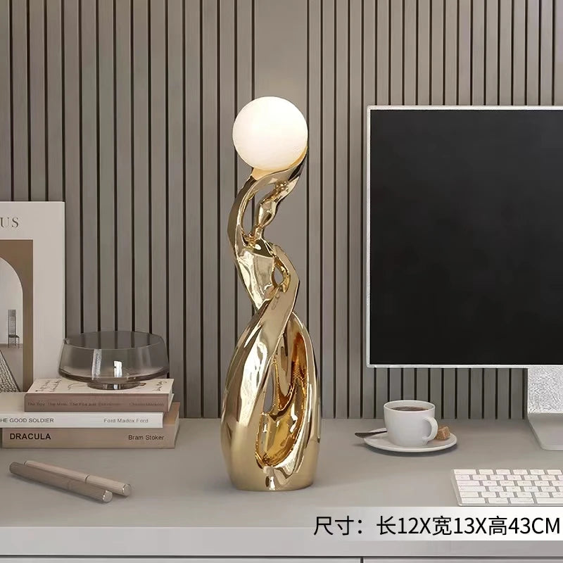 Luminous Abstract Sculpture - Modern Floor Statue for Living Room