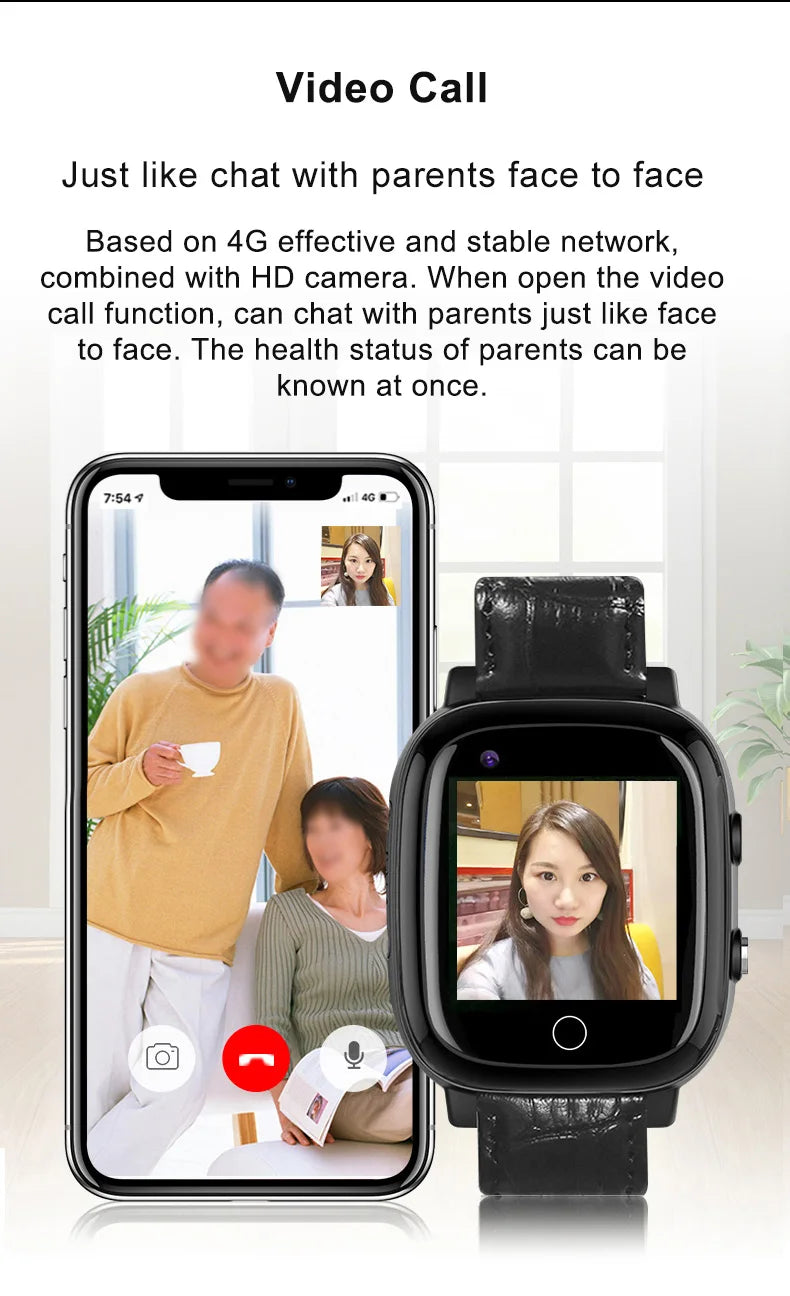 4G Smart Watch for Seniors – SIM Card, GPS Tracking, SOS Alert, Activity & Heart Rate Tracking