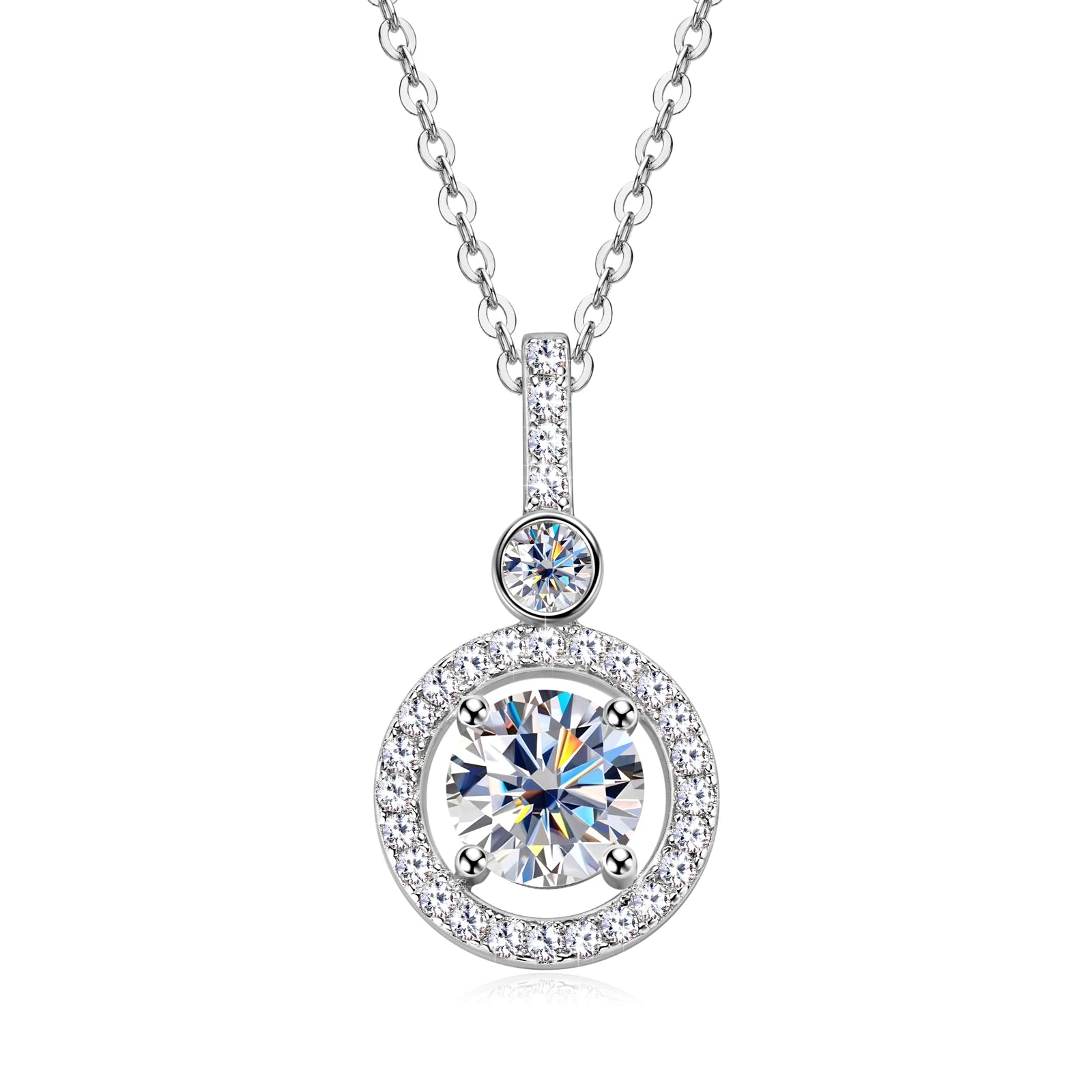 925 Silver Full Moissanite Pendant Necklace Certified 6.5mm D Color Lab Created Diamond Necklace for Women Quality Jewelry Gift