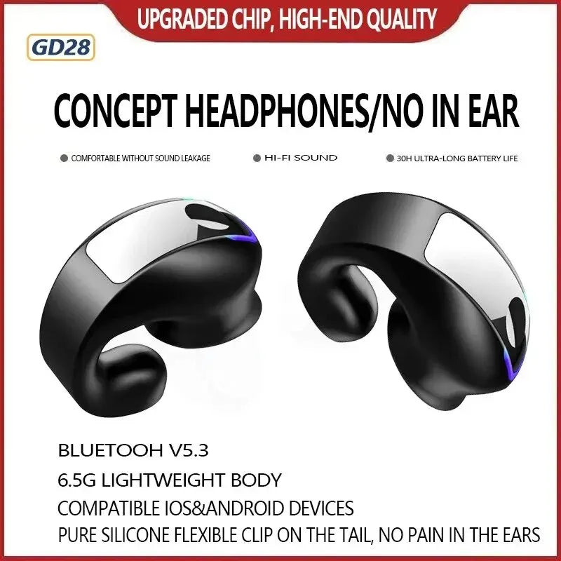 GD28 Clip-On Bluetooth Earphone – Bone Conduction, Monaural, Waterproof Business Earphone