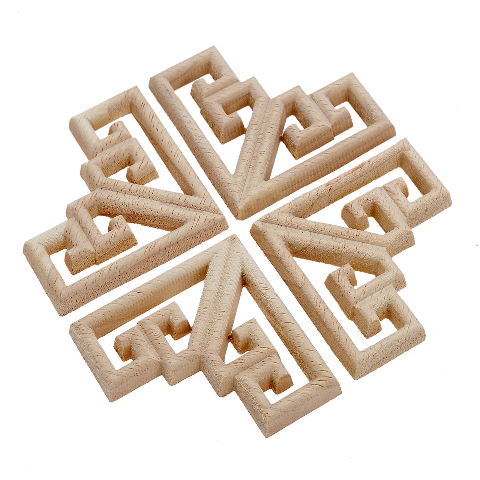 4PC 6.5cm Woodcarving Corner Decal Wood Figurines Crafts Corner Appliques Frame Door Furniture Woodcarving Decorative Home Decor