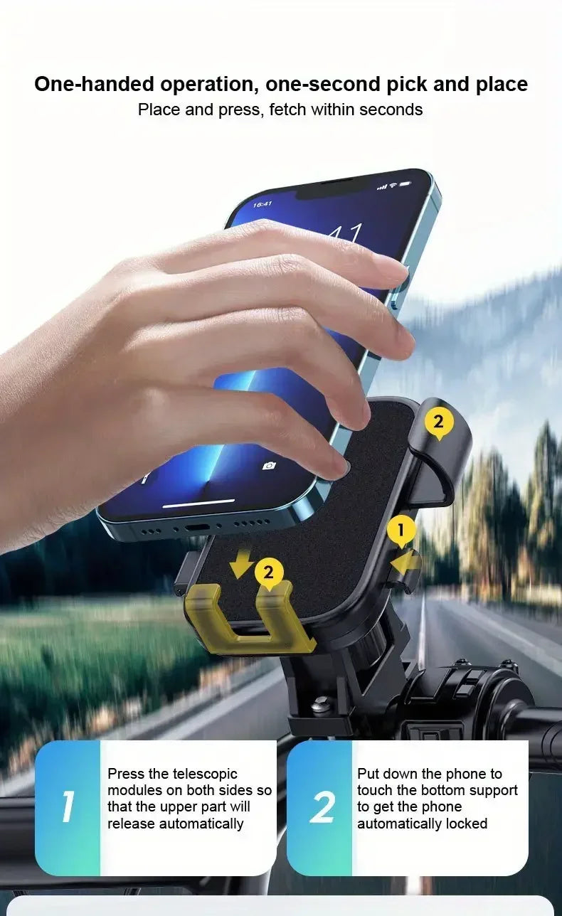 Bike Phone Holder Motorcycle Phone Holder 360° Rotating Adjustable Car Navigation Stand Outdoor Universal Phone Accessories