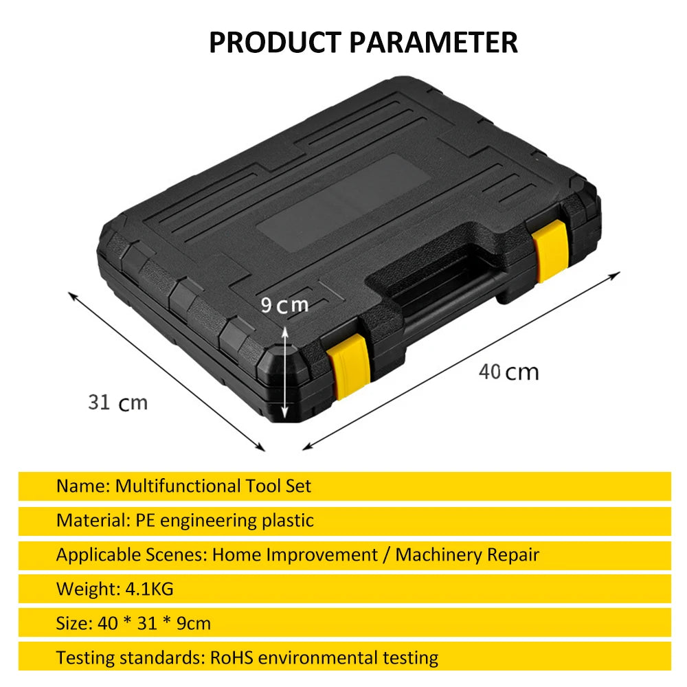 108 Piece Tool Set General House hold Hand Tool Kit with Plastic Toolbox Storage Case   Used to Car repair And home Repair