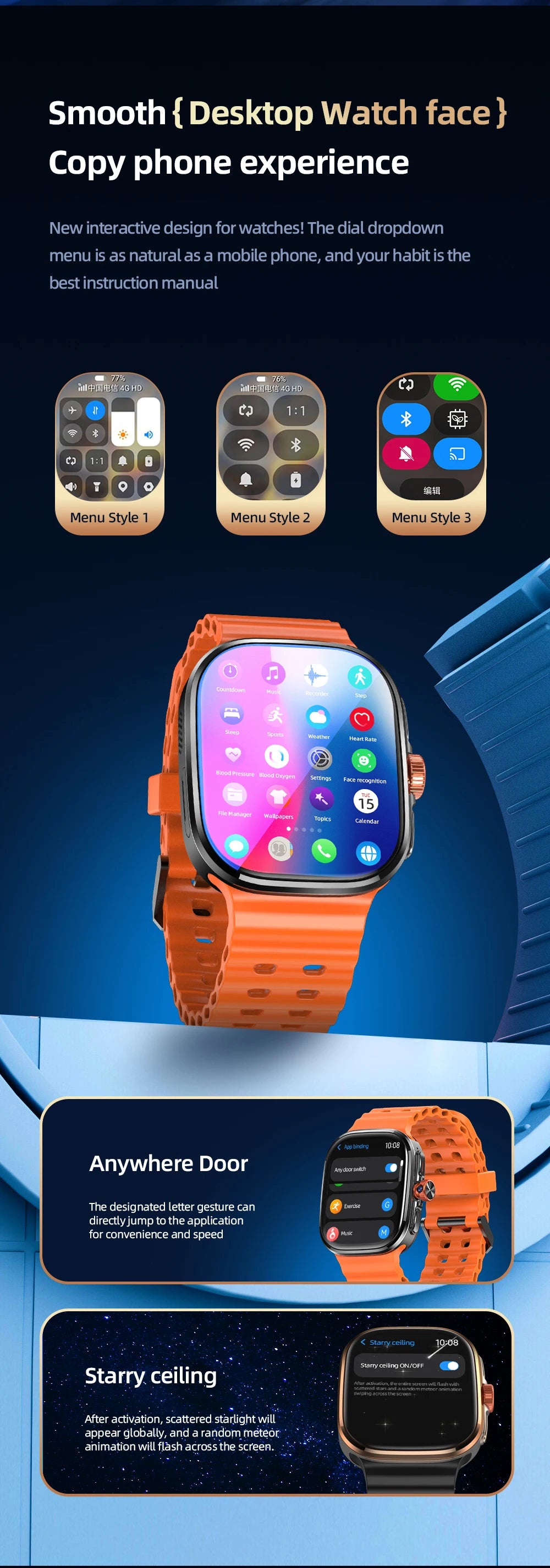 New Smartwatch 5G LTE  Android 13.0 2.29'' AMOLED Display Smart Watch With 800W Pull-out Camera Face/Fingerprint Unlock Sim Card