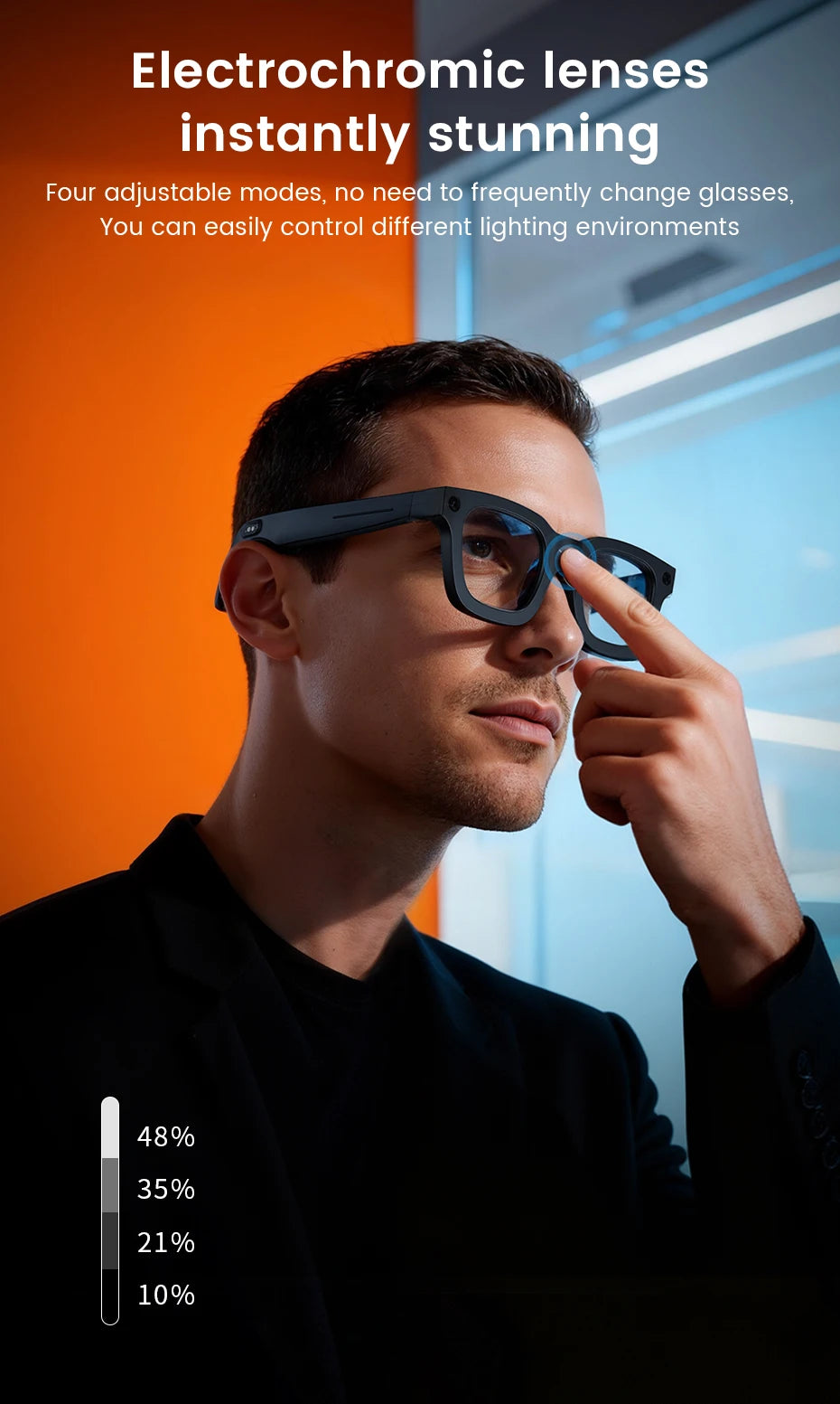 Smart Glasses HD Camera Bluetooth AI Translation – Black Sunglasses