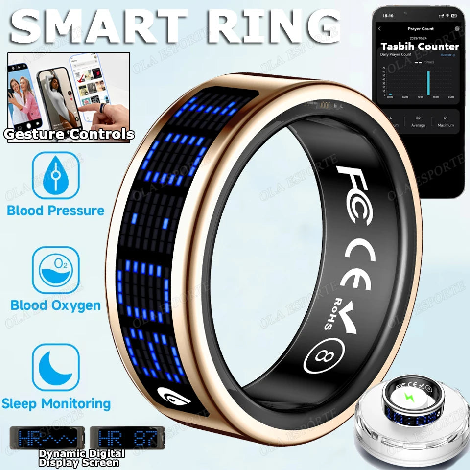 Smart Ring – 3D Display, Gesture Control, Tasbih Counter & Health Manager | 5ATM