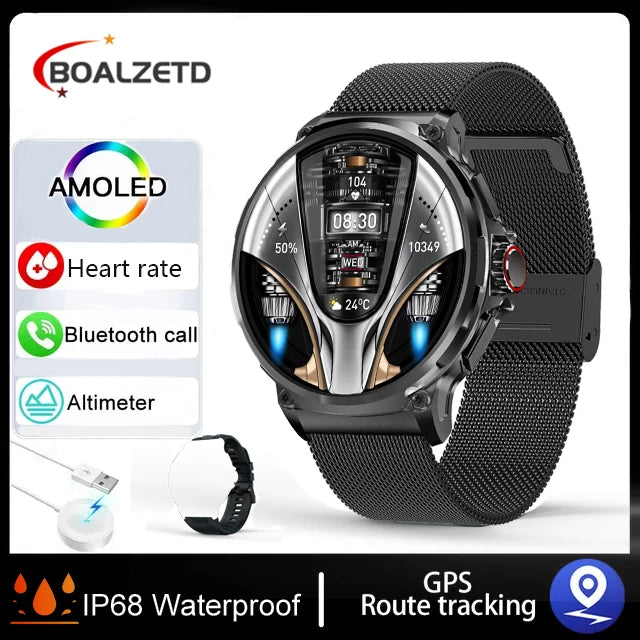 2026 New SmartWatch Men 1.85-Inch HD Sports Bluetooth Call GPS Sports Fitness Tracker Heart Monitor 710mAh Waterproof For Gift