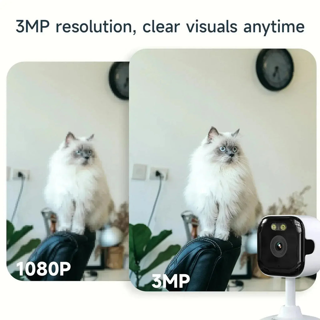 Mini Window Camera 3MP, 2.4/5GHz WiFi Full-Colour Night Vision Through Window