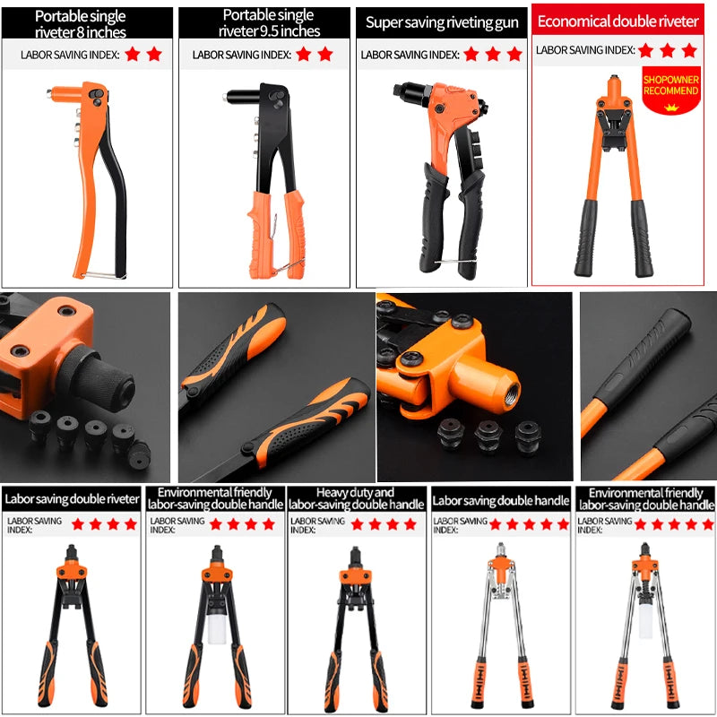Professional Rivet Nut Gun Set – Hand Riveter with 50 Rivets