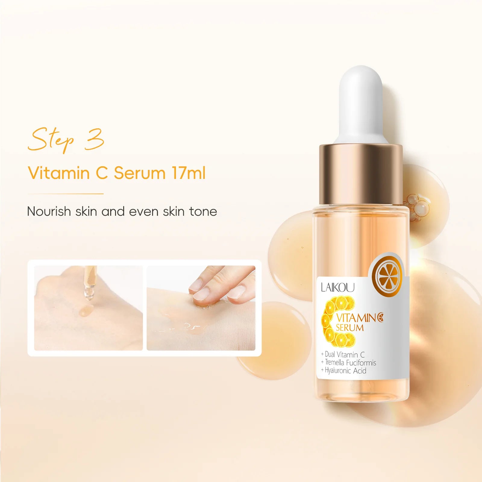 Vitamin C Skincare 5pcs Set Facial Care Brightening Essence Cream Serum Cleanser Toner Eye Cream Moisturizing