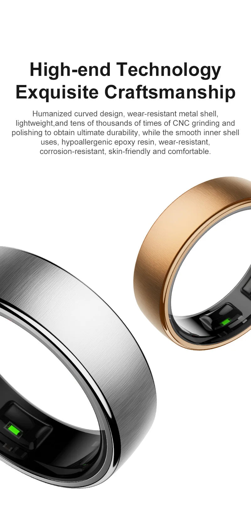 R10 Smart Ring for Men & Women – Wireless Charging, Multi-Sport Tracker, Activity Modes for Android & iOS
