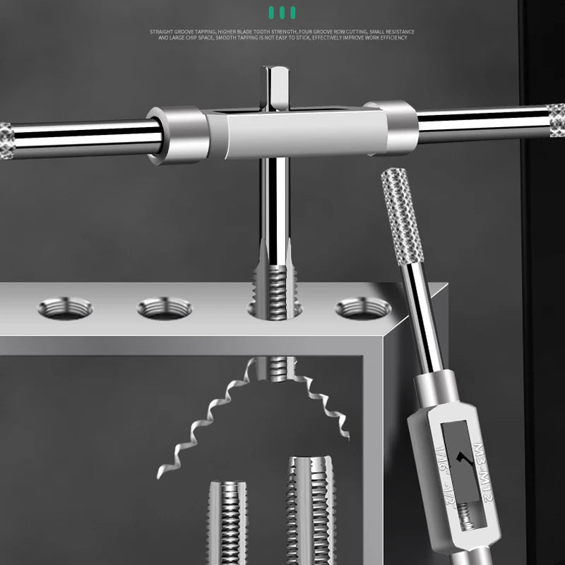 6/8-Piece Manual Tap Wrench Set – HSS Right-Hand Thread Tool