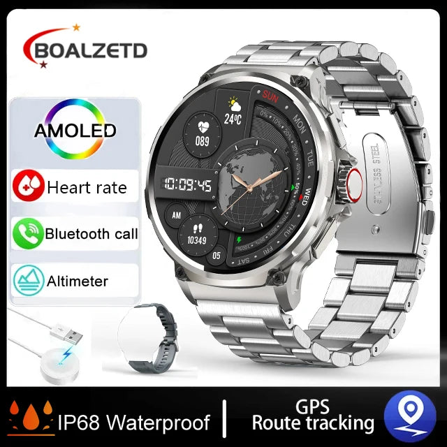 2026 New SmartWatch Men 1.85-Inch HD Sports Bluetooth Call GPS Sports Fitness Tracker Heart Monitor 710mAh Waterproof For Gift