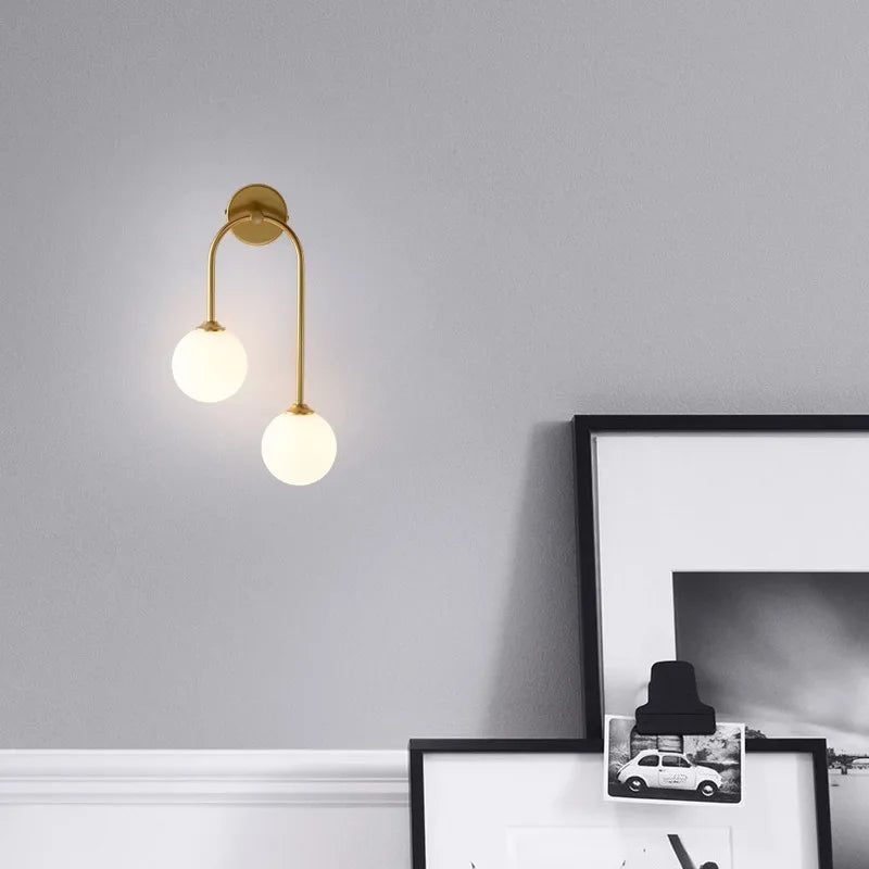 Nordic Wall Lamp – Double Glass Ball Bedroom & Living Room Sconce