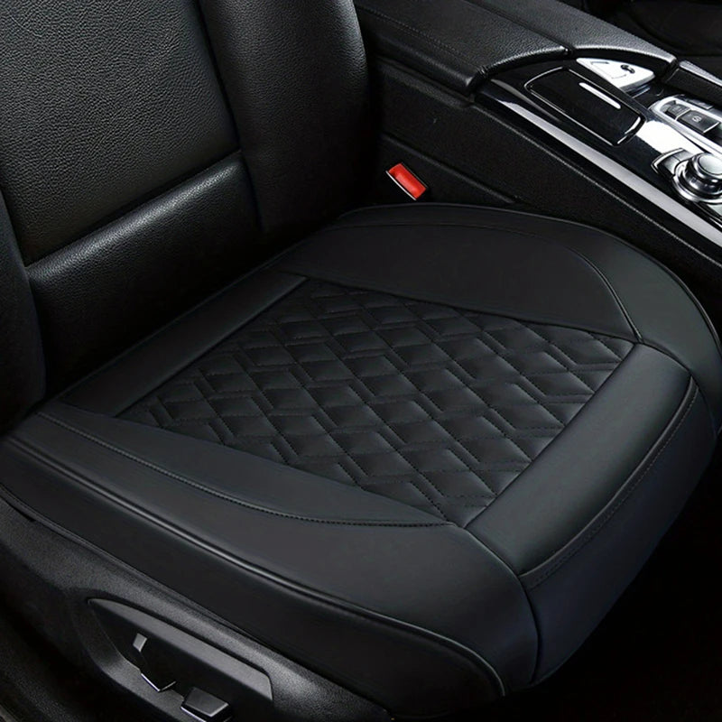 Universal Front Car Seat Covers - PU Leather Auto Seat Protectors with Cushion, Non-Slip Fit for Most Vehicles (Black/Beige/Red)
