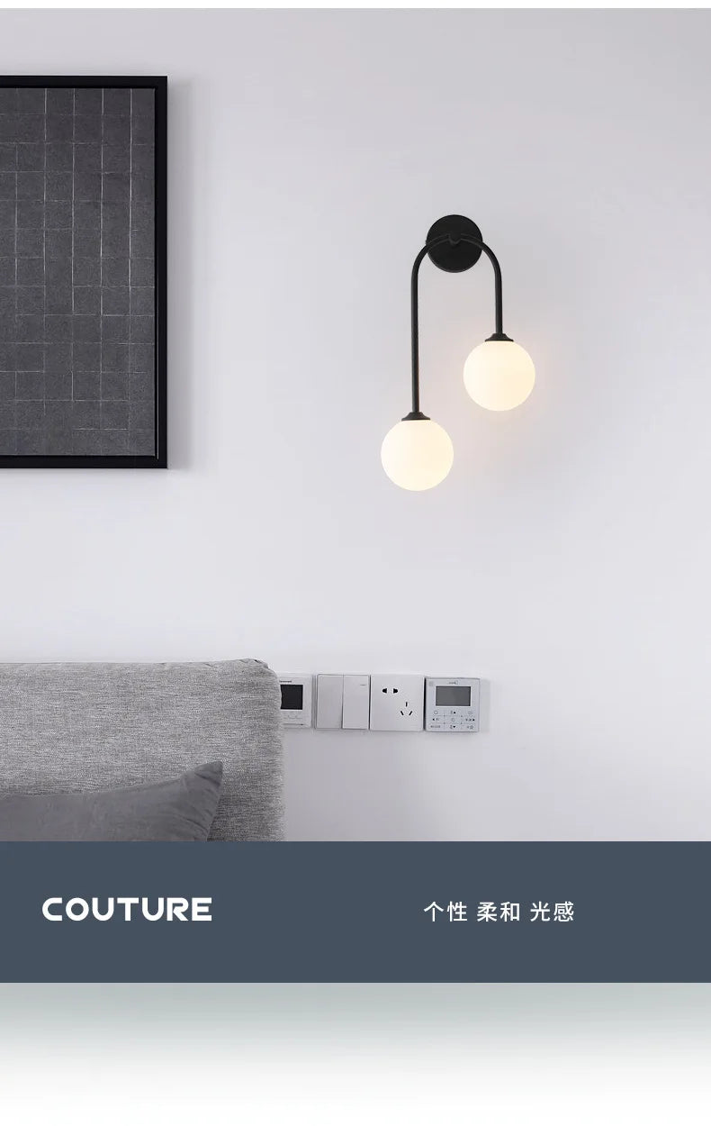 Nordic Wall Lamp – Double Glass Ball Bedroom & Living Room Sconce