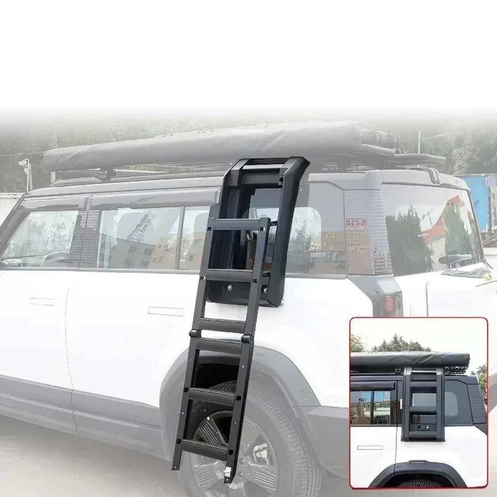 High-Quality Car Upgrading Accessories For Chery ICAR 03 And Other Models Aluminum Alloy Climbing Side Ladder Foldable