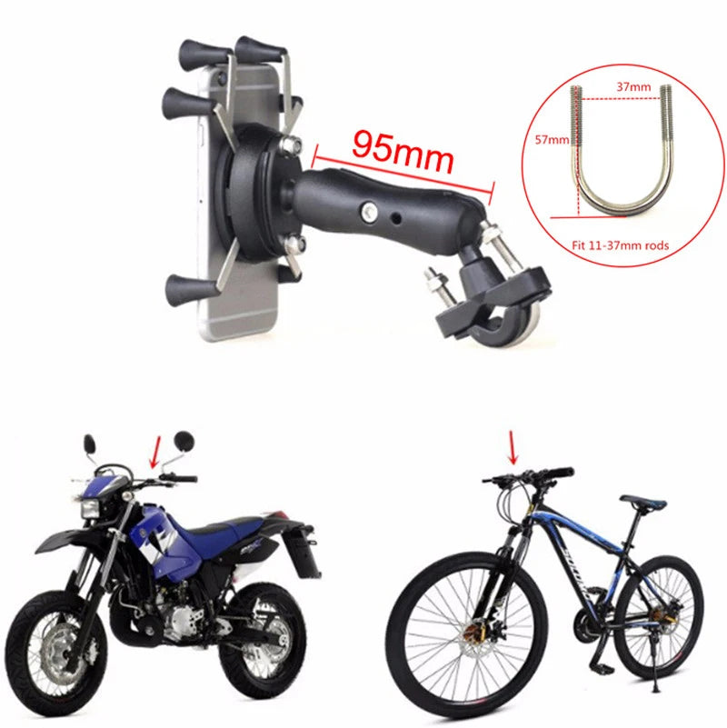 Bike Motorcycle Phone Holder Mount 360° Rotatable Motorbike Handlebar Phone Mount Stand Adjustable Mobile Cell Phone Holder