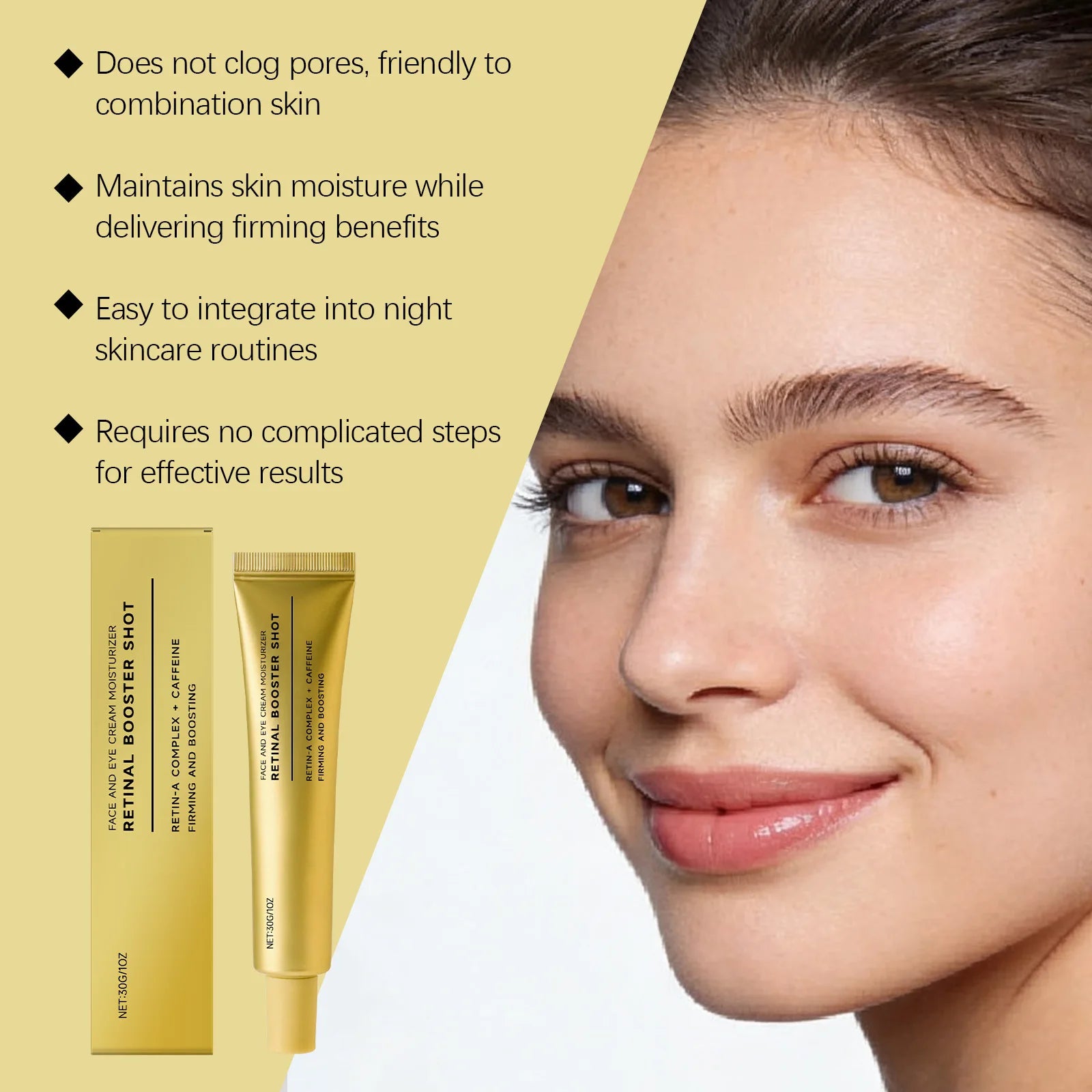 Retinol Firming Cream with Caffeine Tighten Skin Elasticity Strengthened Barrier Protection Rejuvenate Shrinks Pores Brighten