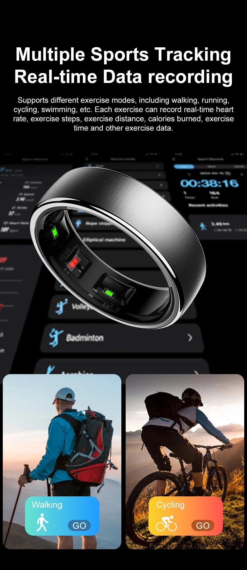 R10 Smart Ring for Men & Women – Wireless Charging, Multi-Sport Tracker, Activity Modes for Android & iOS