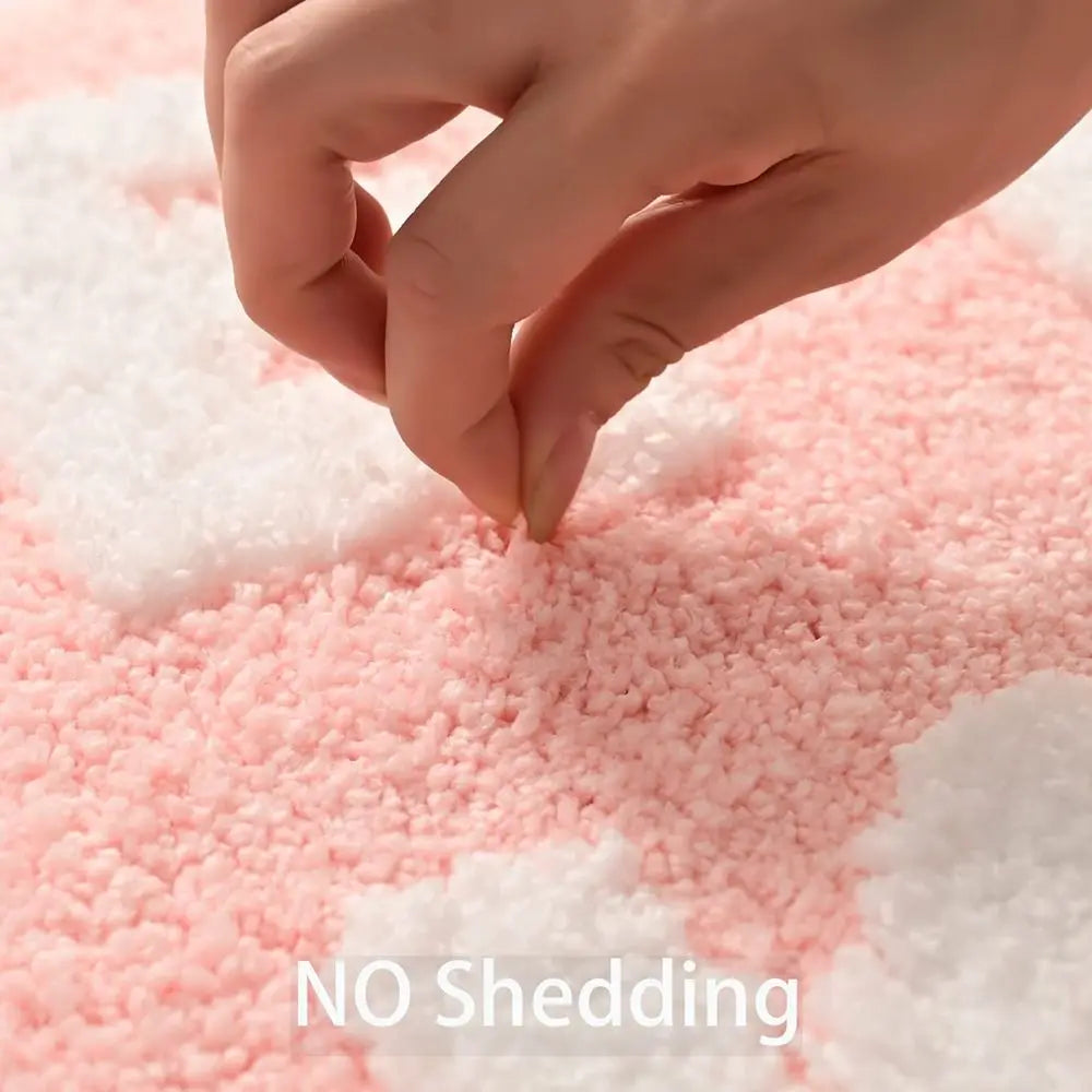 Pink and White Bath Mat Cute Non Slip Get Naked Bathroom Rugs Machine Washable Super Absorbent Floor Carpet Tub Shower Bedroom