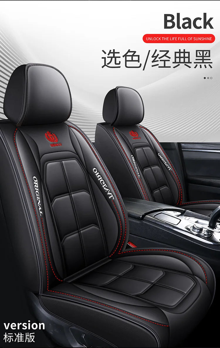 1pc Premium PU Leather Universal Fit Car Seat Cover All-Season Protector Mat with Soft Cushion Full Package Seat Cover