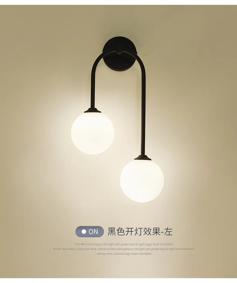 Nordic Wall Lamp – Double Glass Ball Bedroom & Living Room Sconce