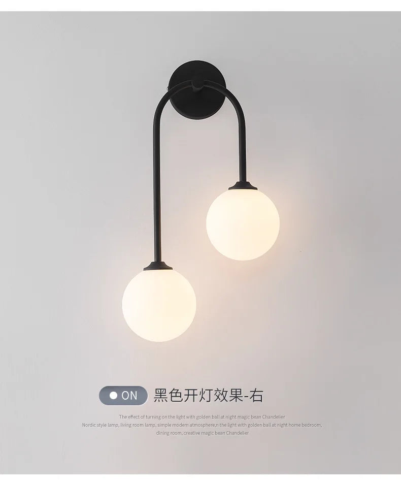 Nordic Wall Lamp – Double Glass Ball Bedroom & Living Room Sconce